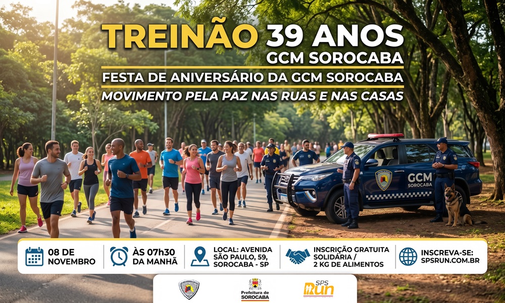 Cartaz oficial da TREINÃO 39 ANOS GCM SOROCABA em Sorocaba
